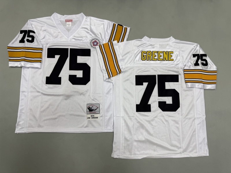 Men 2025 Pittsburgh Steelers #75 Greene white Throwback Limited NFL Jersey style 002->pittsburgh steelers->NFL Jersey